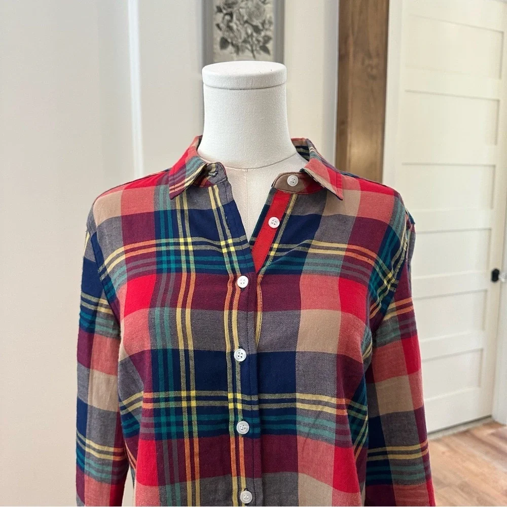 Evy’s Tree Women’s Small "The Amy" Red Plaid Button-up Cotton Preppy Shirt - Picture 3 of 7